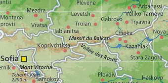 Carte du massif du Balkan central