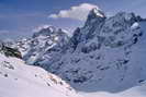 Barre des crins (4102 m) - Face sud-ouest et Glacier du Vallon de la Pilatte -  droite, l'Ailefroide (3954 m)