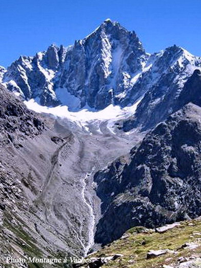 D�me de Neige des �crins (4015 m) - Face nord-ouest du D�me et Glacier de Bonne Pierre