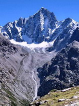 Dme de Neige des crins (4015 m) - Face nord-ouest du Dme et Glacier de Bonne Pierre
