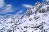 Barre des crins (4102 m) - Versant sud-ouest depuis le Glacier de la Pilatte - L'Ailefroide (3954 m)