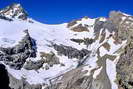 L'Eychauda, Col des Grangettes (2684 m) - Glacier de Séguret Foran, Pic Gardiner (3440 m) à gauche, Dôme de Monêtier (3504 m) à droite