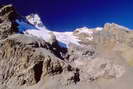 L'Eychauda, Col des Grangettes (2684 m) - Glacier de Séguret Foran, Pic Gardiner (3440 m) à gauche, Dôme de Monêtier (3504 m) à droite