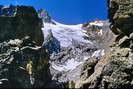 L'Eychauda, Col des Grangettes (2684 m) - Glacier de Séguret Foran, Pic Gardiner (3440 m) à gauche, Dôme de Monêtier (3504 m) à droite