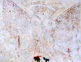 Le Grand Parcher - Chapelle Saint André - Graffitis - La chouette, caricature de l'aigle impérial bicéphale, couronnée et tenant l'épée et l'orbe crucifère