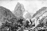 Pelvoux - Verrou des Claux et Mont Pelvoux - Gravure Picturesque Europe- Dauphiné - Vers 1880 