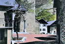 Vallouise - Place de l'Église vers 1960, Porche, Mairie, Monument aux morts