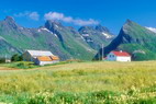 Fredvang - Zone agricole - au fond, Stjerntinden (934 m)