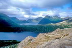 Nusfjord - Storvatnet et,  l'arrire plan, Flakstadpollen depuis Svadet (257 m)