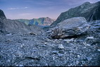 Tr la Tte - Glacier de Tr la Tte au lever du jour - Au fond, le Mont Joly (2525 m)