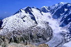 Tr la Tte - Aiguille de la Brangre (3425 m) et Dmes de Miage (3673 m) - Col Infranchissable (3349 m) - Mont Blanc (4808 m) - Aiguilles de Tr la Tte (3930 m)