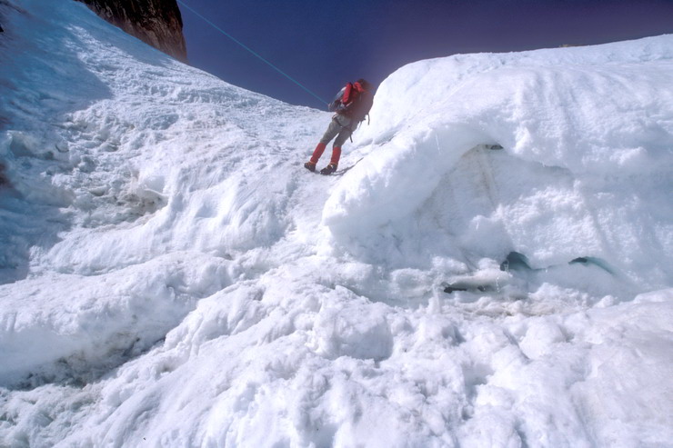 Barre des crins (4102 m) - Descente en moulinette de la Brche Lory