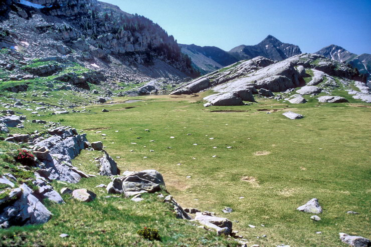 Tte de l'Estrop (2961 m) - Fin d'un lac par comblement - Plan du Ce