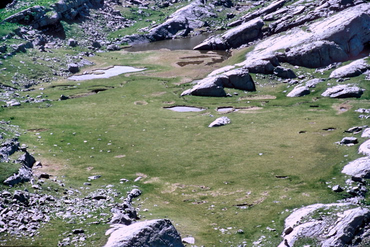 Tte de l'Estrop (2961 m) - Fin d'un lac par comblement - Plan du Ce